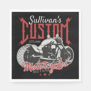 Personalised Motorcycle Big Bad Bike Biker Garage  Napkin