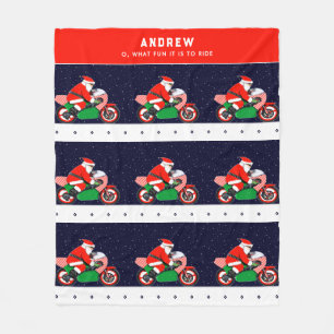 Personalised Motorcycle Biker Holiday Gift Fleece  Blanket