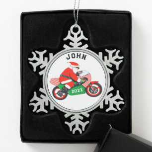 Personalised Motorcycle Christmas Collectable Snowflake Pewter Christmas Ornament