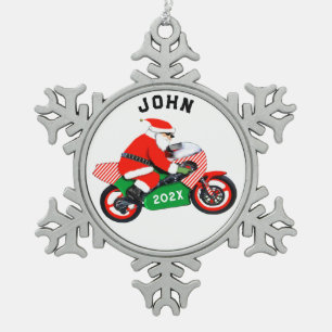 Personalised Motorcycle Christmas Collectable Snowflake Pewter Christmas Ornament
