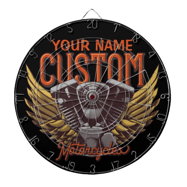  Personalised Motorcycle Eagle Wings Biker Garage  Dartboard (Front)