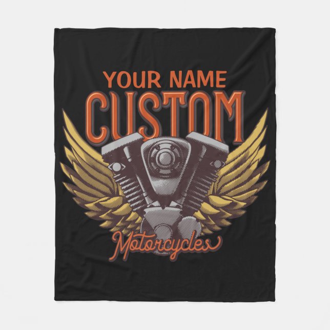  Personalised Motorcycle Eagle Wings Biker Garage  Fleece Blanket (Front)