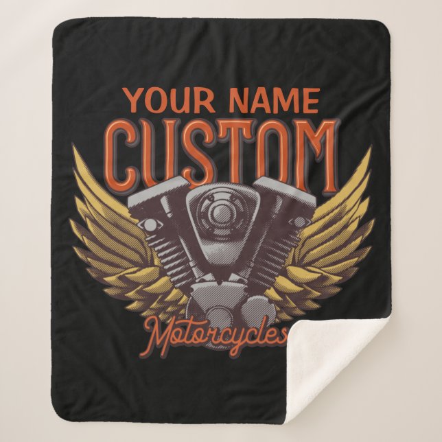  Personalised Motorcycle Eagle Wings Biker Garage  Sherpa Blanket (Front)