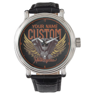 Personalised Motorcycle Eagle Wings Biker Garage Watch