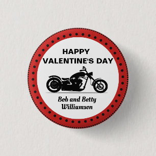 Personalised Motorcycle Happy Valentine's Day 3 Cm Round Badge
