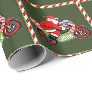 Personalised Motorcycle Holiday Gift Wrapping Paper