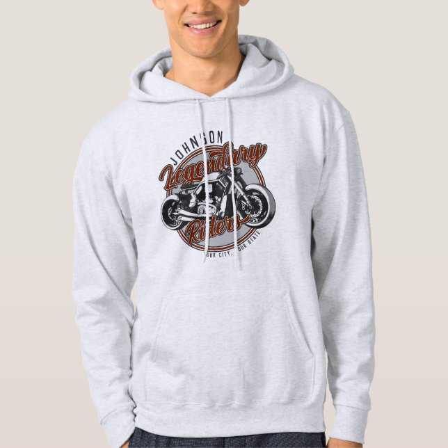 Personalised Motorcycle Legendary Rider Biker NAME Hoodie (Front)
