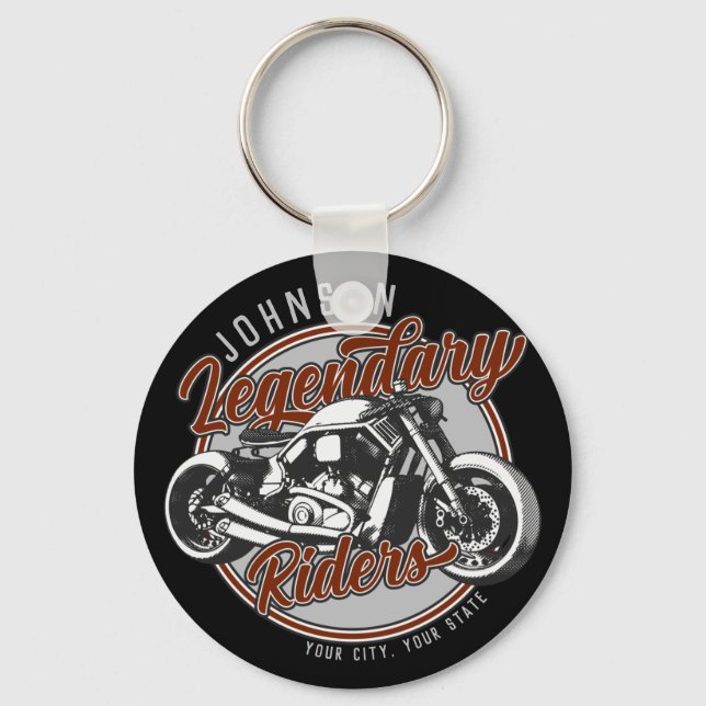 Personalised Motorcycle Legendary Rider Biker NAME Key Ring (Front)