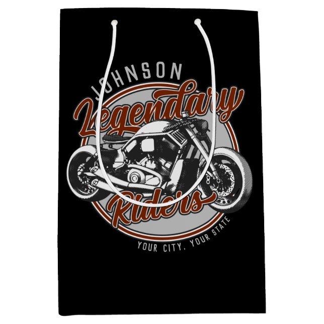 Personalised Motorcycle Legendary Rider Biker NAME Medium Gift Bag (Front)