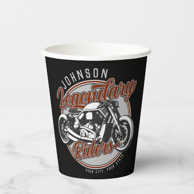 Personalised Motorcycle Legendary Rider Biker NAME Paper Cups (Front)
