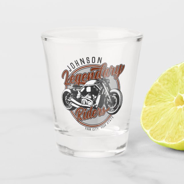 Personalised Motorcycle Legendary Rider Biker NAME Shot Glass (Front)