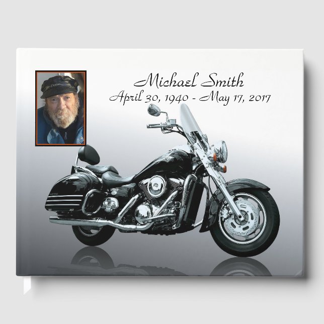 Personalised Motorcycle Memorial Guest Book (Front)