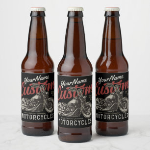Personalised Motorcycle Rebel Cruiser Biker Garage Beer Bottle Label