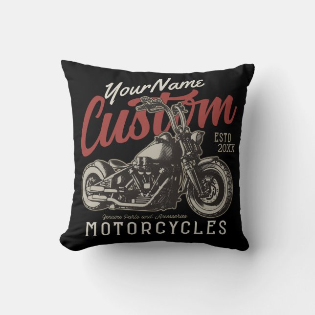 Personalised Motorcycle Rebel Cruiser Biker Garage Cushion (Front)