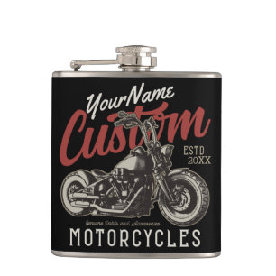 Personalised Motorcycle Rebel Cruiser Biker Garage Hip Flask
