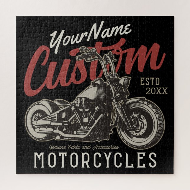 Personalised Motorcycle Rebel Cruiser Biker Garage Jigsaw Puzzle (Vertical)