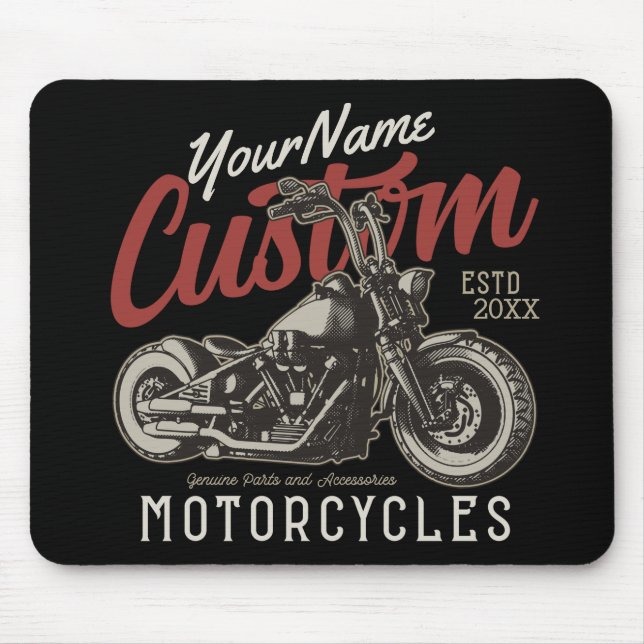 Personalised Motorcycle Rebel Cruiser Biker Garage Mouse Pad (Front)