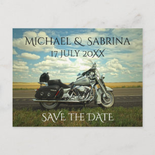 Personalised Motorcycle Save the Date Announcement Postcard