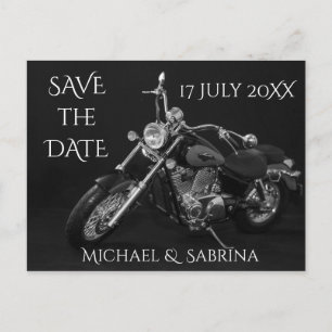 Personalised Motorcycle Save the Date Announcement Postcard