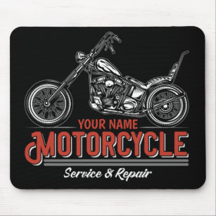 Personalised Motorcycle Service Biker Repair Shop  Mouse Pad