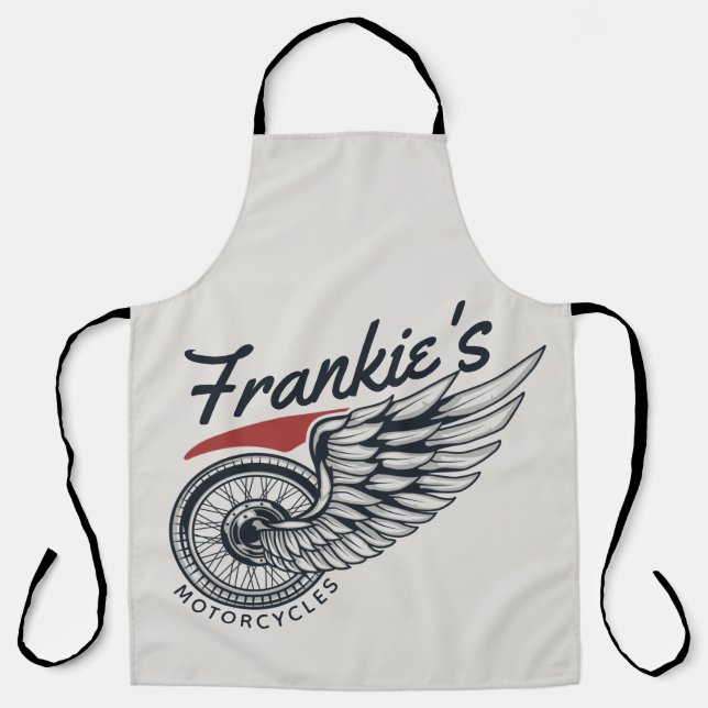 Personalised Motorcycles Flying Tire Biker Shop  Apron (Front)
