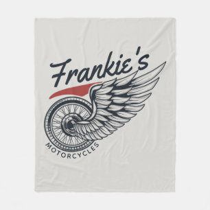 Personalised Motorcycles Flying Tire Biker Shop Fleece Blanket