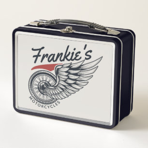Personalised Motorcycles Flying Tire Biker Shop  Metal Lunch Box