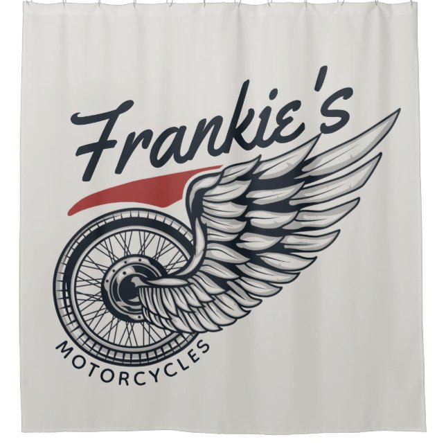 Personalised Motorcycles Flying Tire Biker Shop  Shower Curtain (Front)
