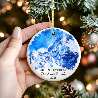 Personalised Mount Everest Ornament, Nepal Gift Ceramic Ornament