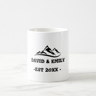 Personalised mountain adventure couples mug