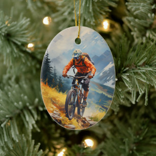 Personalised Mountain Bike Biking Christmas Ceramic Ornament