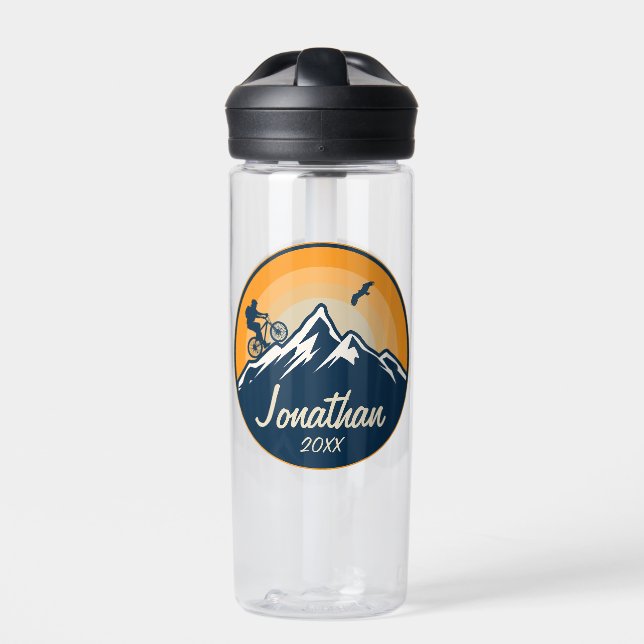Personalised Mountain Biking Cyclist Road Bike Water Bottle (Front)