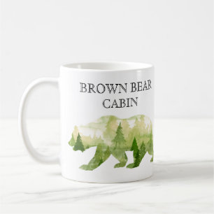 Personalised Mountain Cabin Lodge Bear Watercolor Coffee Mug