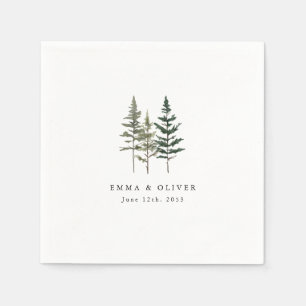 Personalised Mountain Forest Pine Tree Wedding Napkin