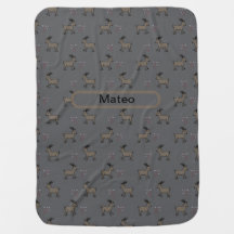 Personalised Mountain Goats Grey Brown Baby Blanke
