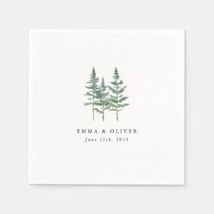 Personalised Mountain Lake Pine Tree Wedding Napkin