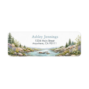 Personalised Mountain River Return Address Label