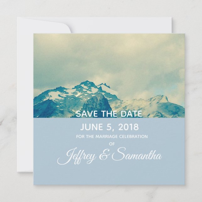 Personalised Mountain save the date card (Front)