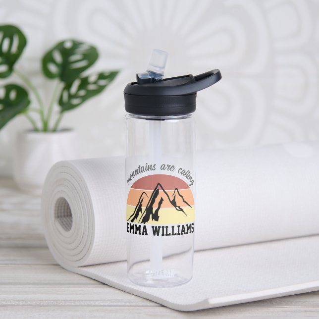 Personalised 'Mountains Are Calling' Water Bottle (Yoga)
