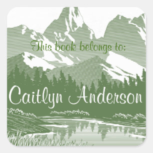 Personalised Mountains Bookplate Sticker