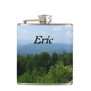 Personalised Mountains Scenery Skyline Drive Hip Flask