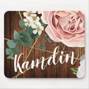Personalised Mouse Pad Geometric Garden Rose Barn