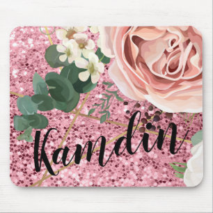 Personalised Mouse Pad Geometric Garden Rose Glitt
