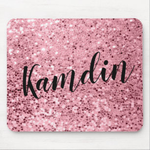 Personalised Mouse Pad Rose Gold Glitter