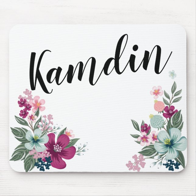 Personalised Mouse Pad Tropical Flower on White (Front)