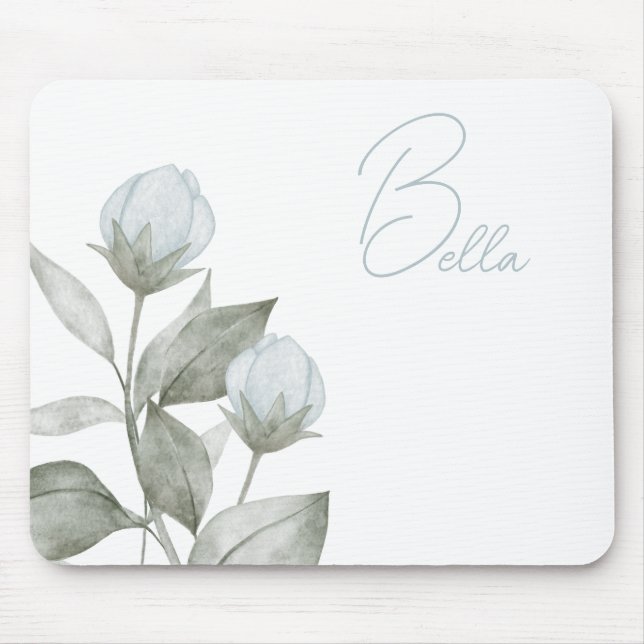 Personalised Mouse Pad with Blue Roses (Front)