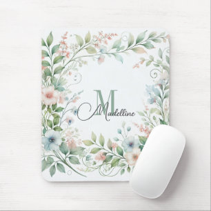 Personalised Mousepad with Wild Flowers Initial