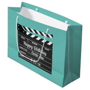 Personalised Movie Clapboard Aqua Large Gift Bag