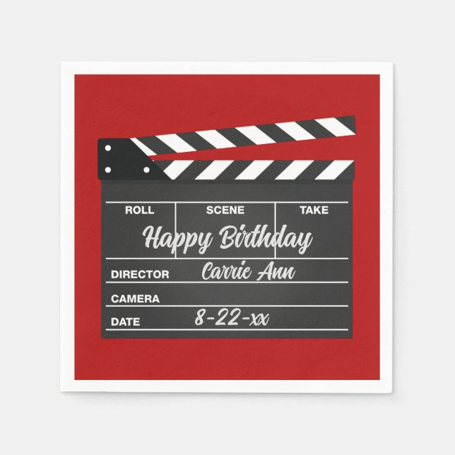 Personalised Movie Clapboard Paper Party Napkins (Front)