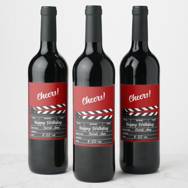 Personalised Movie Clapboard   Wine Label (Bottles)